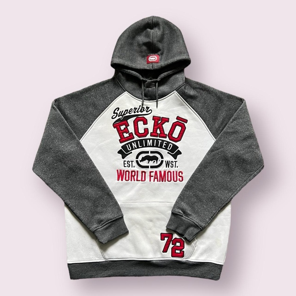 Y2K Ecko Unltd Pullover Hoodie - White/Grey